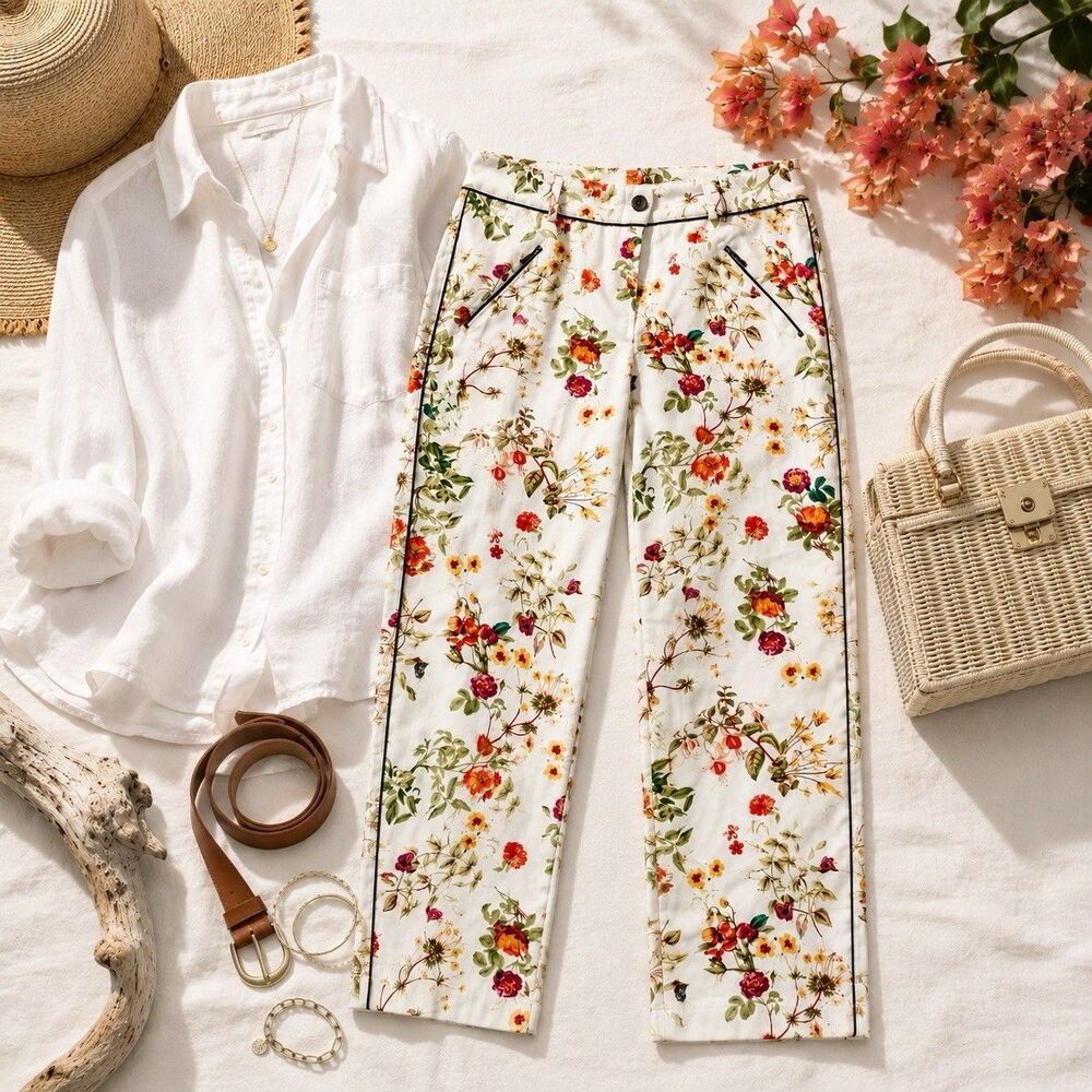 Disney Alice Through The Looking Glass Floral Crop Pants 8